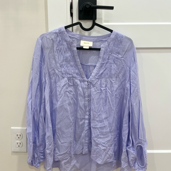 Maeve Tops - Maeve Light Purple Button-Down Blouse